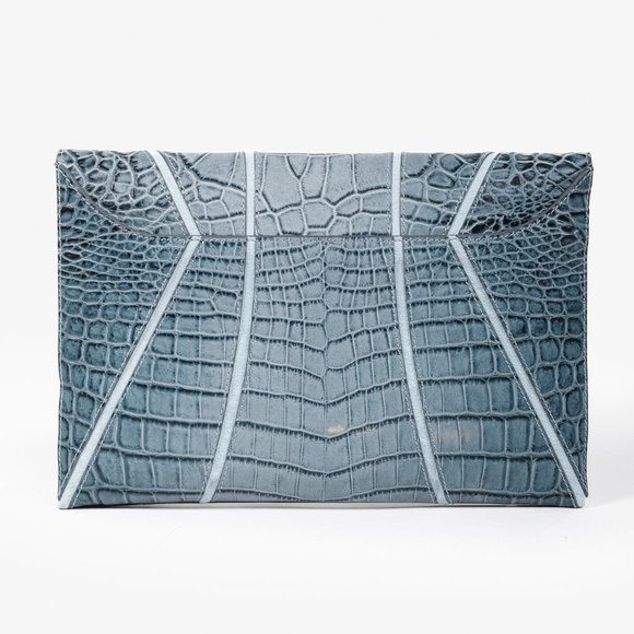Givenchy Aqua Blue Crocodile Embossed Leather Antigona Clutch - Picture 3 of 10